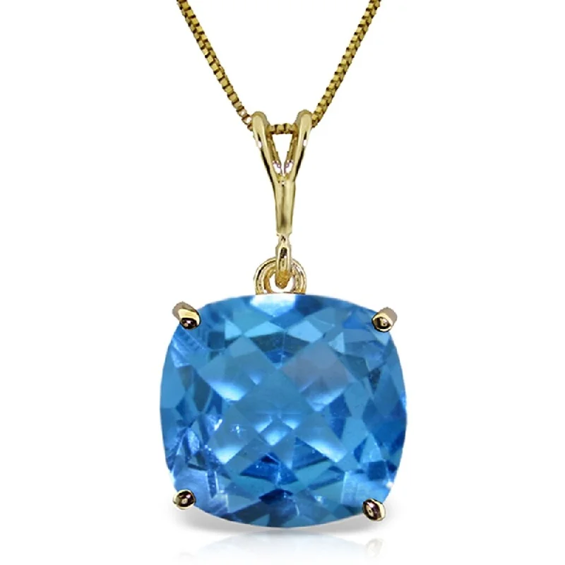 Mystic eye necklaces-3.6 Carat 14K Gold Necklace Natural Checkerboard Cut Blue Topaz