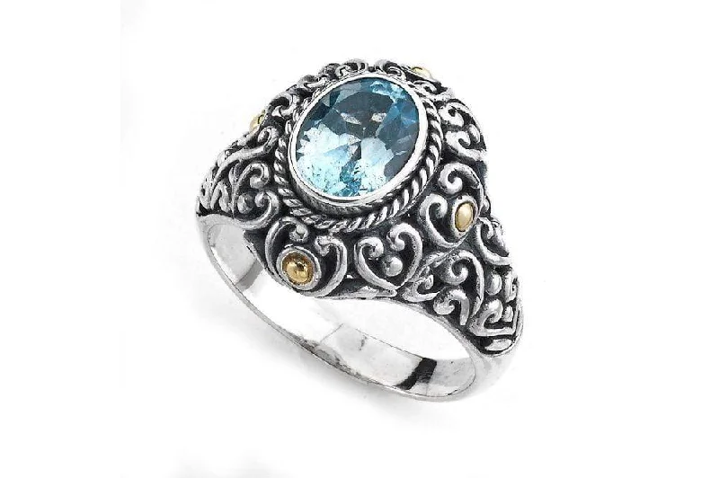 Braided motif rings-Justina Ring- Blue Topaz