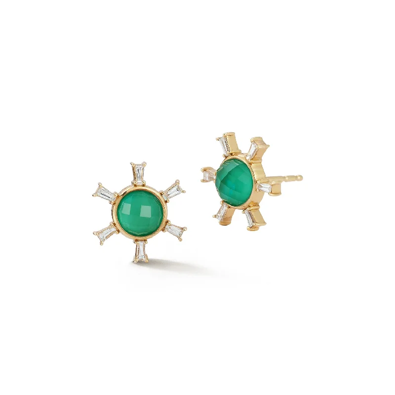 Vintage clip earrings-Starburst Studs - Jade