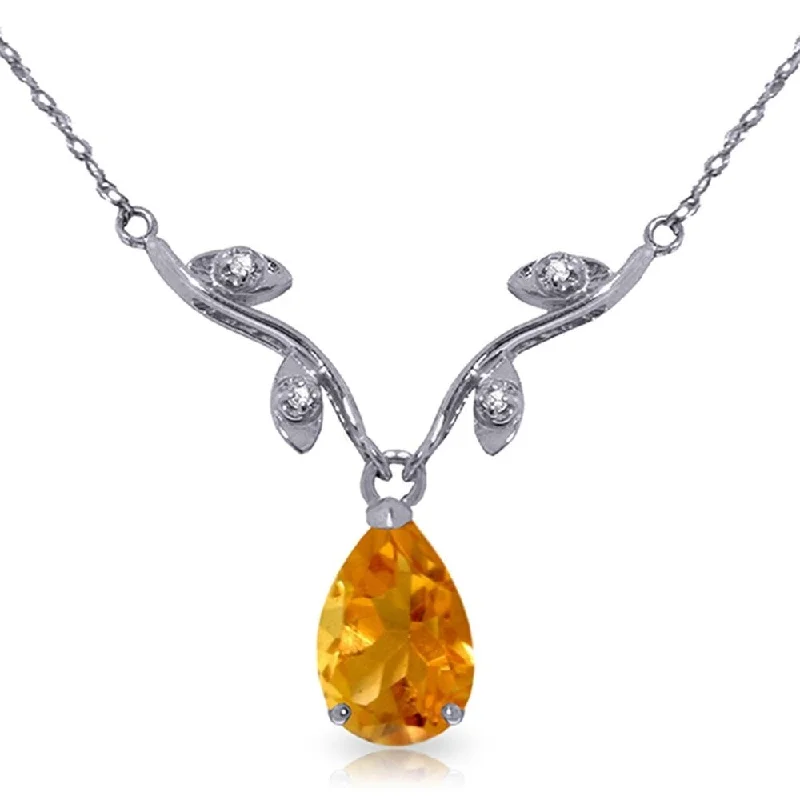 Linen cord necklaces-1.52 Carat 14K White Gold Soul of Wit Citrine Diamond Necklace