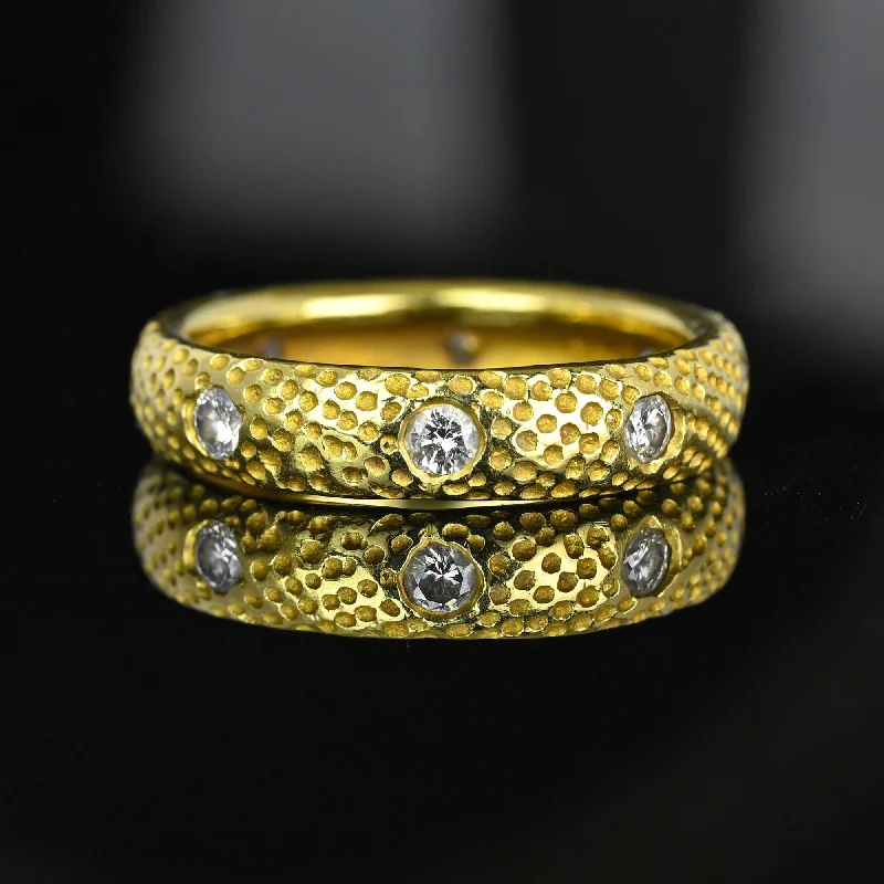 Secure clasp rings-Textured 18K Gold .65 CTW Diamond Eternity Ring Band