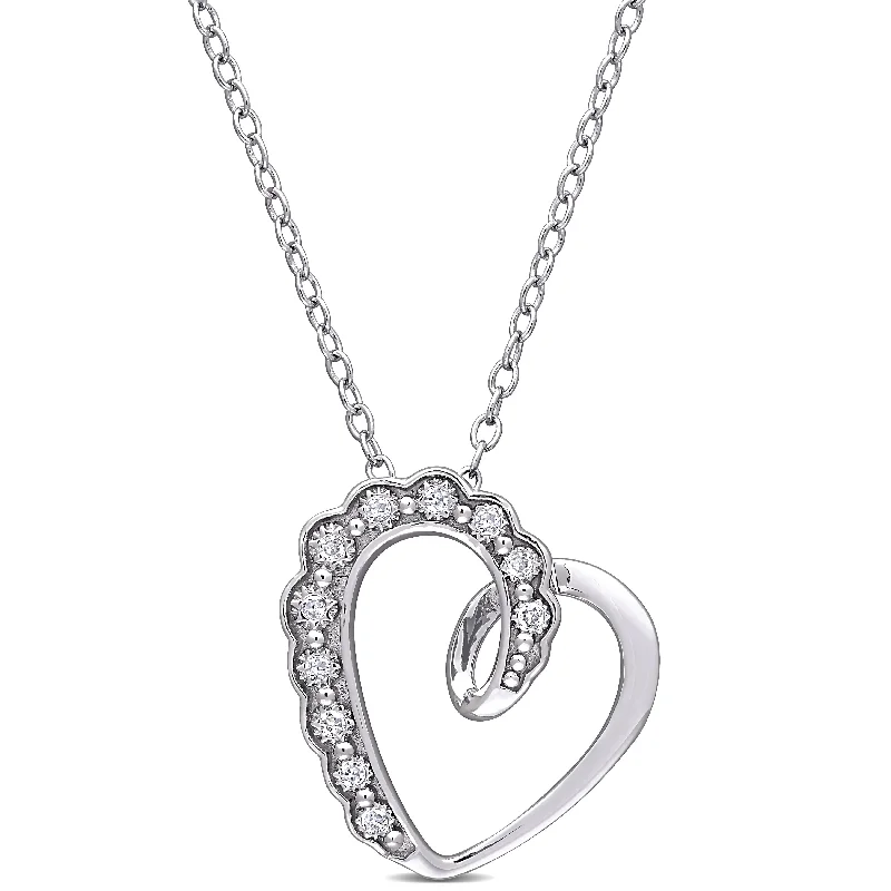 Vintage locket necklaces-Miadora Sterling Silver Diamond Accent Heart Necklace