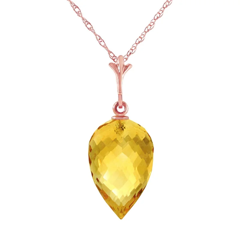 Spinel necklaces-9.5 Carat 14K Solid Gold Necklace Pointy Briolette Drop Citrine