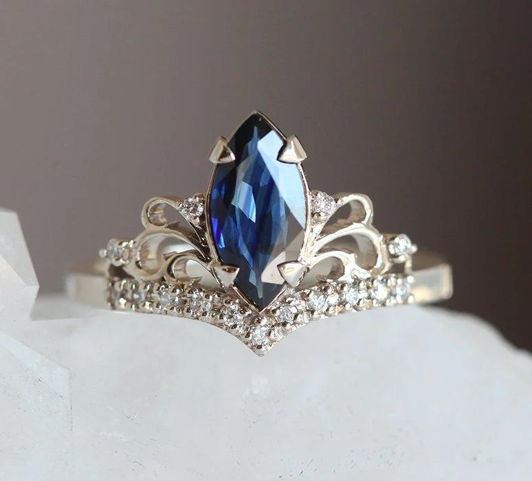 Twisted shank engagement rings-Mariella Blue Sapphire Diamond Ring