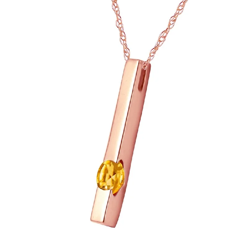 Alloy metal necklaces-0.25 CTW 14K Solid Rose Gold Necklace Natural Citrine