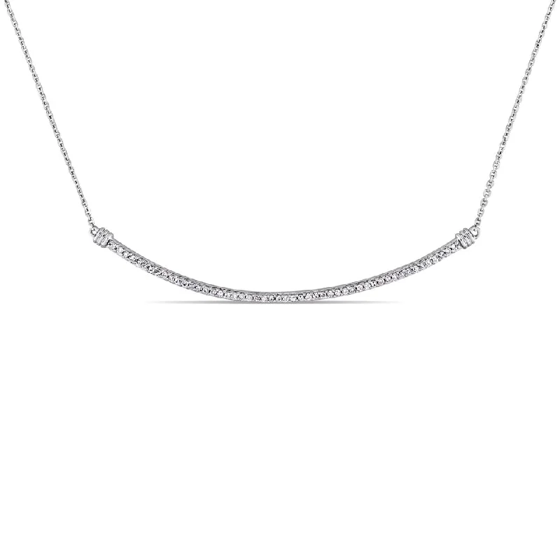 Multi-layer necklaces-Miadora Signature Collection 14k White Gold 1/4ct TDW Diamond Linear Stationed Bar Necklace