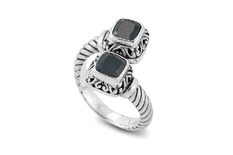 Vibrant enamel rings-Guntur Ring- Onyx