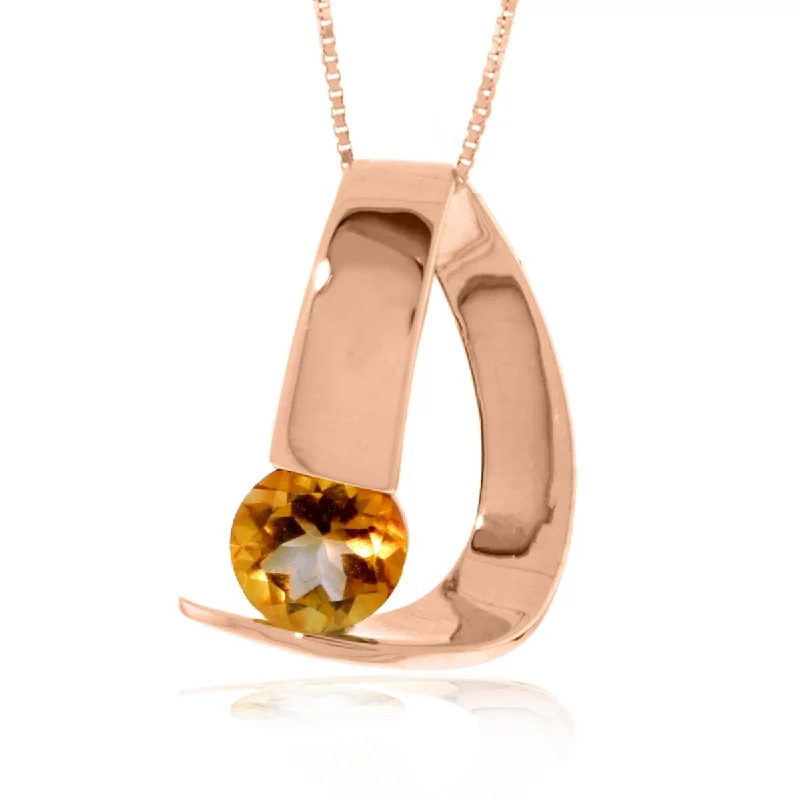 Onyx gem necklaces-1.00 Carat 14K Solid Gold Modern Necklace with Natural Citrine