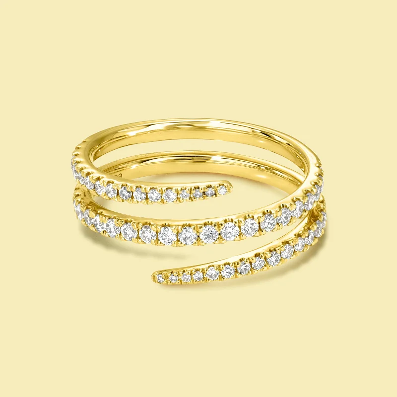 Wide halo engagement rings-The Shae, Triple Wrap Coil Diamond Ring