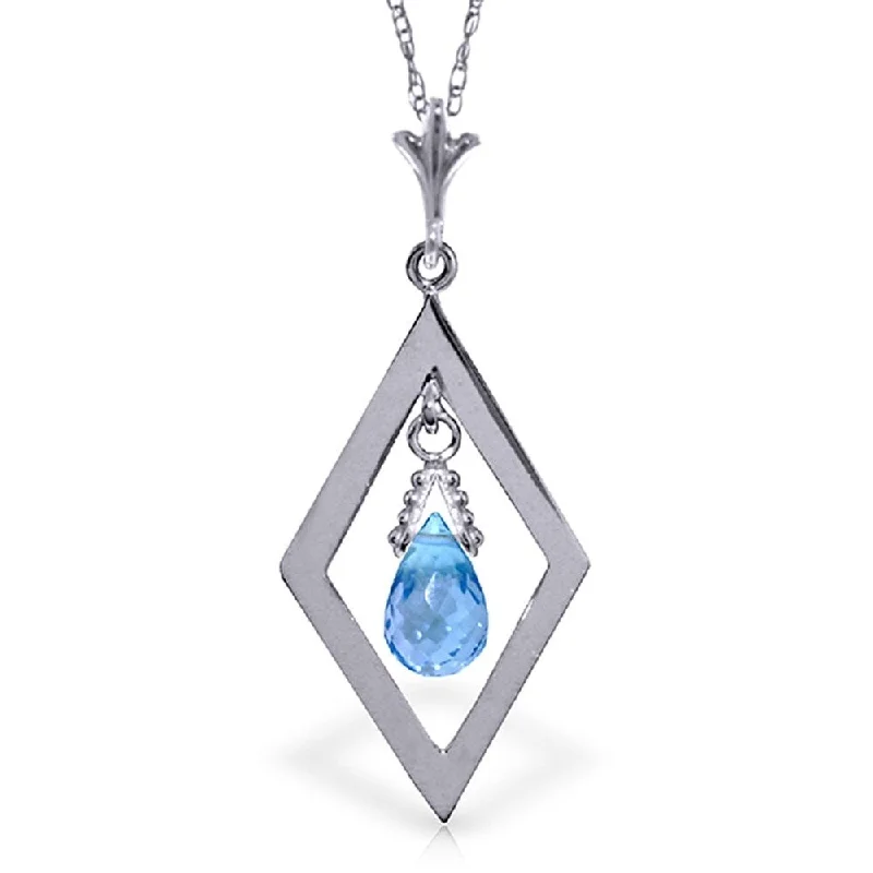 Mystic eye necklaces-0.7 Carat 14K White Gold Thoughts Blue Topaz Necklace