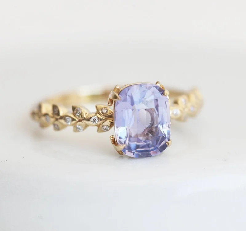 Oval cut engagement rings-Cyra Lavender Sapphire Diamond Ring