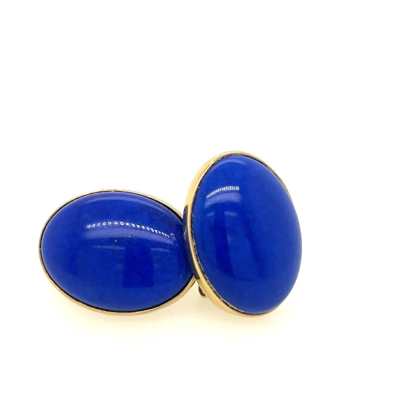 Rough texture earrings-18K Yellow Gold Lapis Earrings