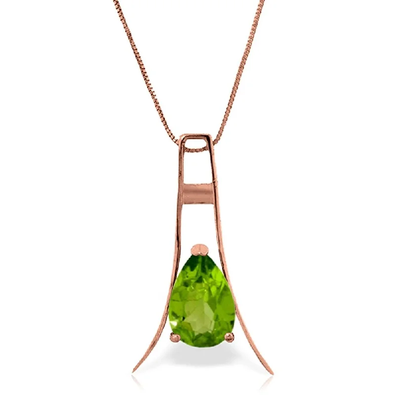 Oval shape necklaces-14K Rose Gold Peridot Necklace Jewelry Class Classic