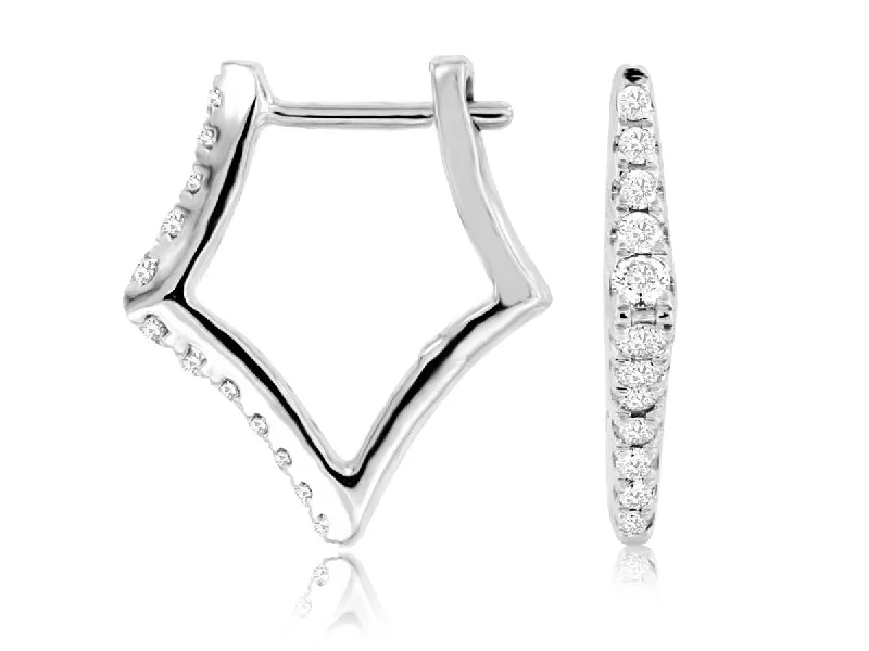 Tide design earrings-Geometric Shape Open Diamond Earrings