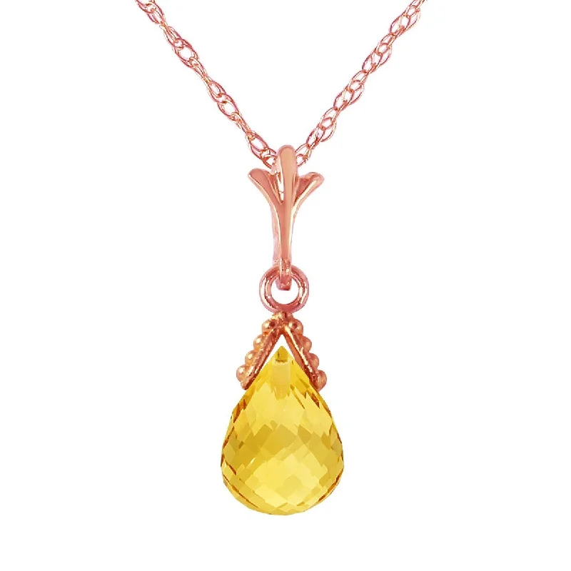 Lapis drop necklaces-4.5 tcw 14k Solid Gold Yellow Citrine Gemstone Necklace Pendant 16-24"