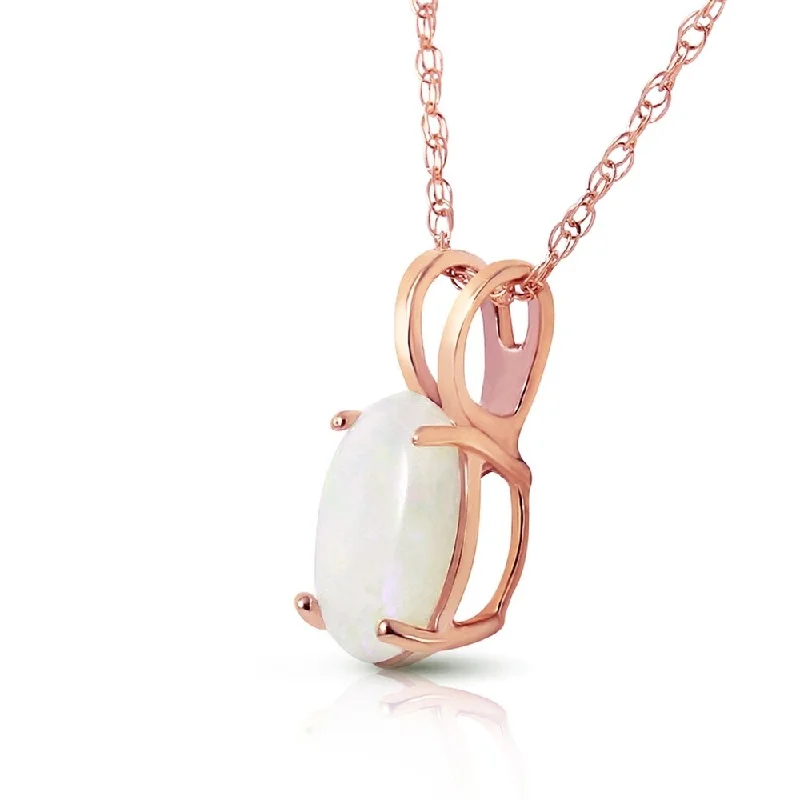 Amethyst pendant necklaces-0.45 Carat 14K Solid Rose Gold Solitaire Opal Necklace