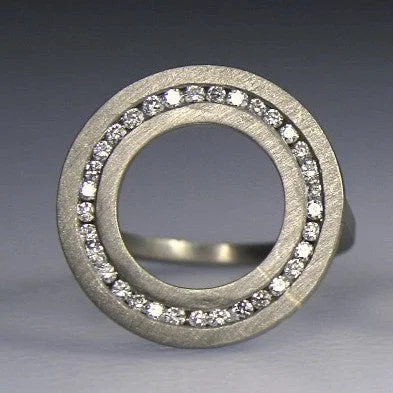 Tiny wing rings-Circle Ring With Diamonds