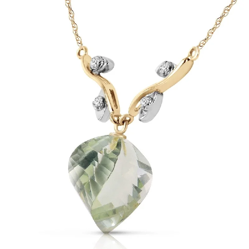 Coiled cord necklaces-13.02 CTW 14K Solid Gold La Belle Vie Green Amethyst Necklace