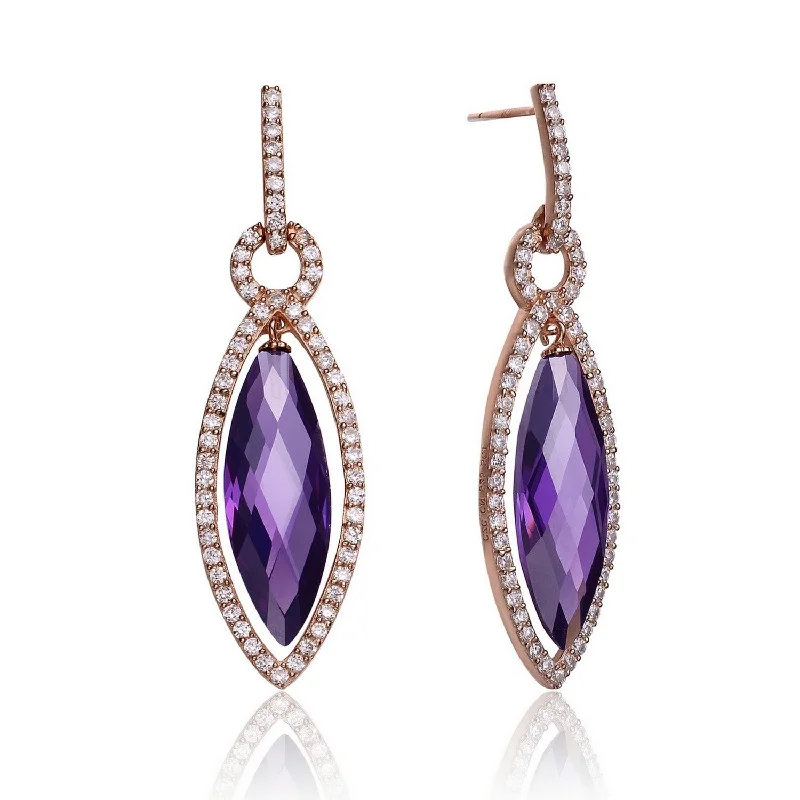 Ruby gem earrings-Louise Purple Oval Earrings