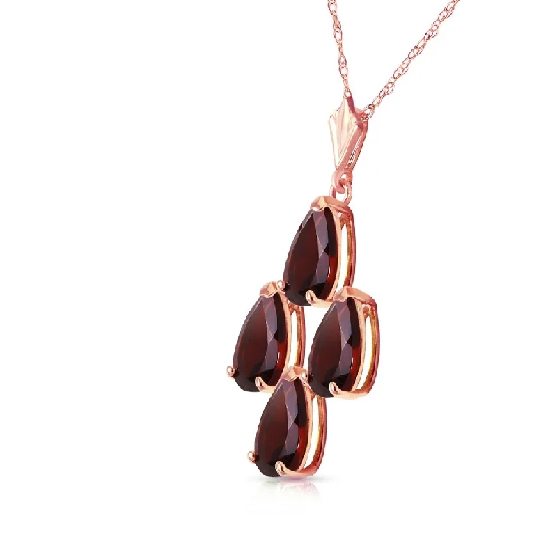 Retro deco necklaces-1.5 Carat 14K Solid Rose Gold Necklace Natural Garnet