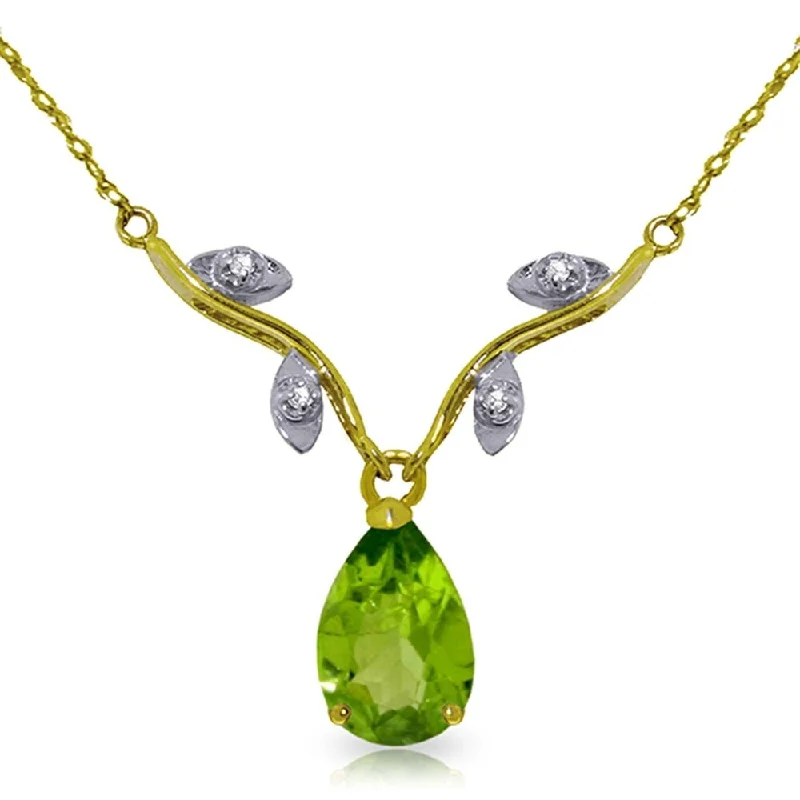 Oval gem necklaces-1.52 Carat 14K Gold Never Such Love Peridot Necklace