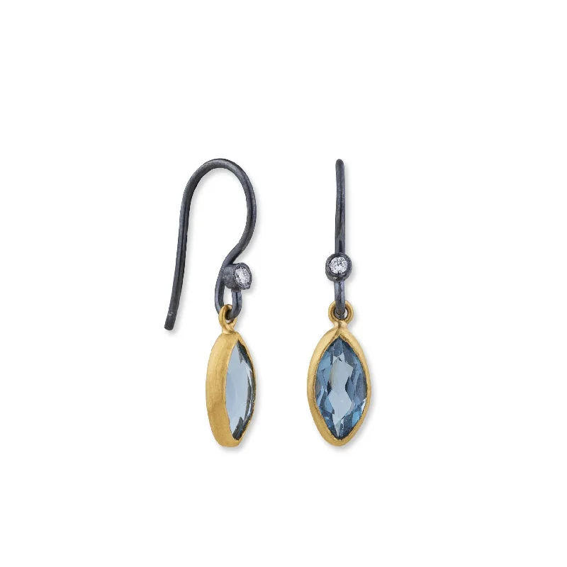 Bamboo style earrings-Lika Behar "THAMES" Blue Topaz Earrings