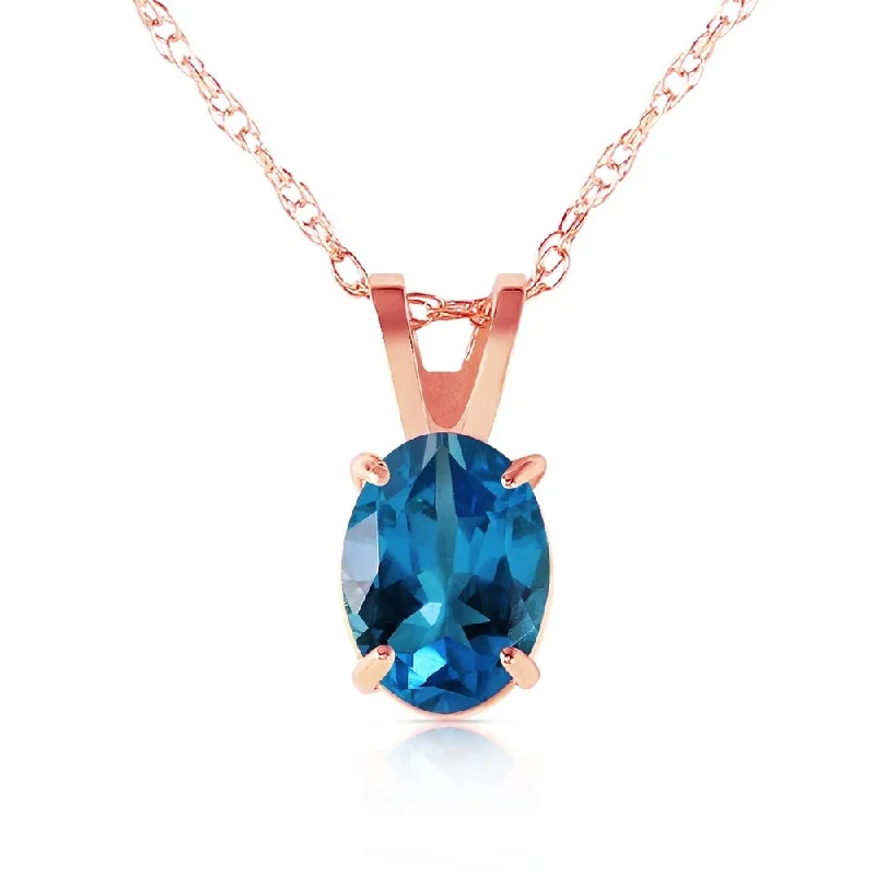 Thai style necklaces-0.85 Carat 14K Rose Gold Solitaire Blue Topaz Necklace