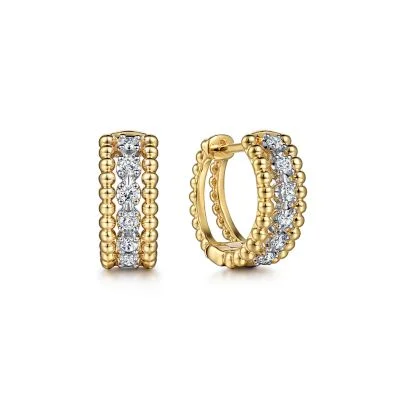 Light drop earrings-14K White and Yellow Gold 0.25ctw Diamond Huggie Earrings