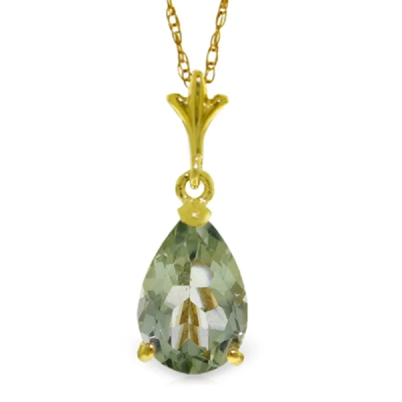 Oval gem necklaces-1.5 Carat 14K Gold New England Green Amethyst Necklace