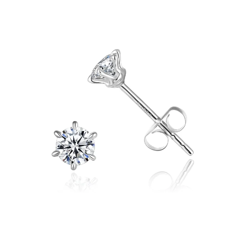 Whimsical pair earrings-14K White Gold 0.3CTTW Six Prong Set Lab Grown Diamond Solitaire Stud Earrings