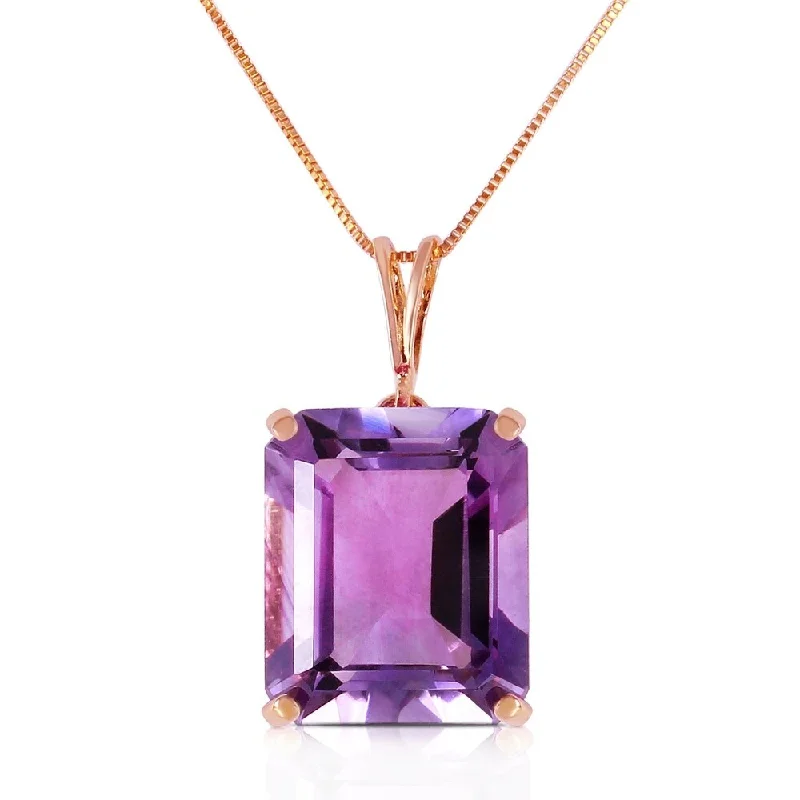 Tarnished silver necklaces-14K Solid Rose Gold Necklace with Octagon Purple Amethyst