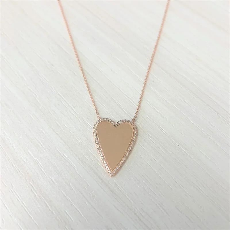 Pure crystal necklaces-Joelle Diamond Heart Pendant Necklace 14K Rose Gold 1/7 CT TDW