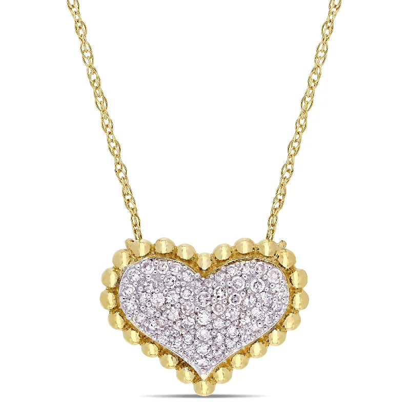 Quartz healing necklaces-Miadora 10k Yellow Gold 1/4ct TDW Diamond Cluster Halo Heart Necklace