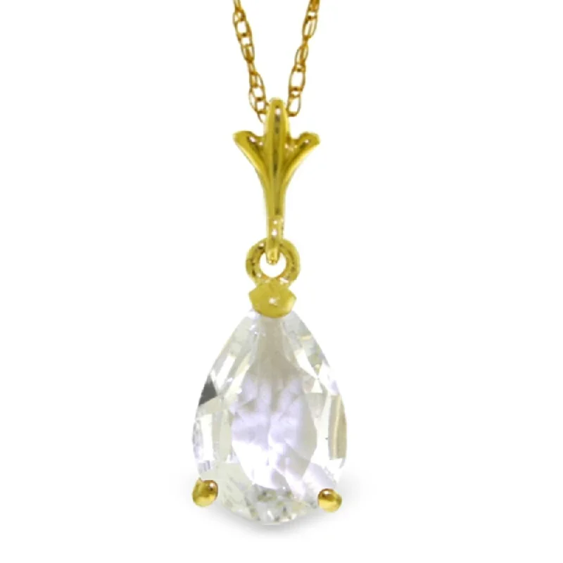 Spring clasp necklaces-1.5 Carat 14K Gold Shining Raindrops White Topaz Necklace