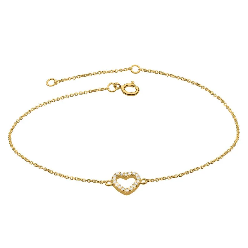 Gold Cubic Zirconia Open Heart Bracelet