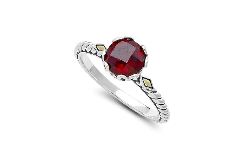 Topaz inlay rings-Glow Ring- Garnet