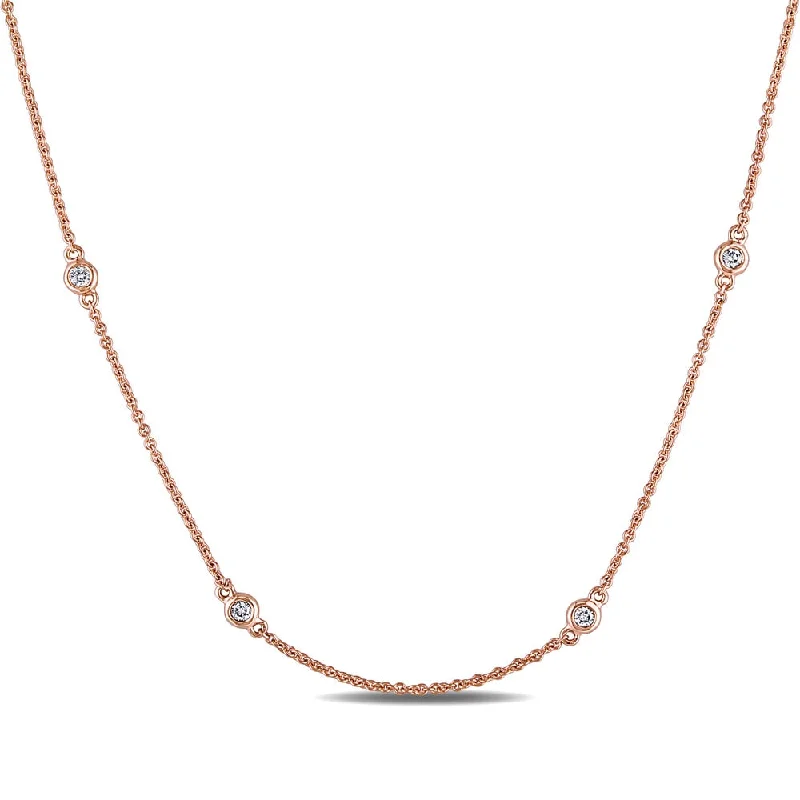 Silk cord necklaces-Miadora 14k Rose Gold 1/4ct TDW Necklace