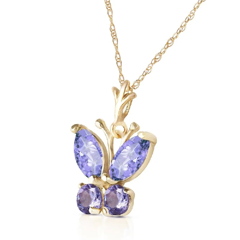 Vivid druzy necklaces-0.6 Carat 14K Solid Gold Butterfly Necklace Tanzanite