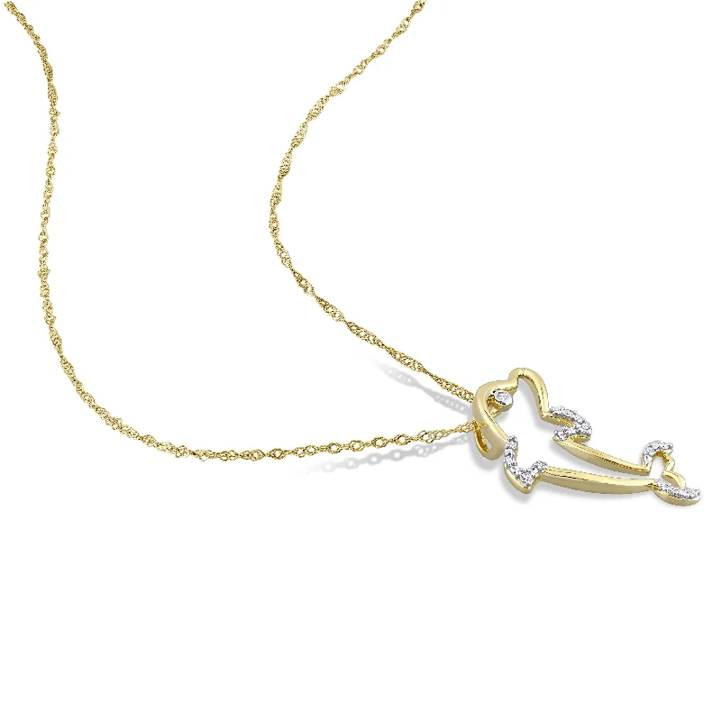 Vivid stone necklaces-Miadora 10k Yellow Gold Diamond Accent Dolphin Necklace