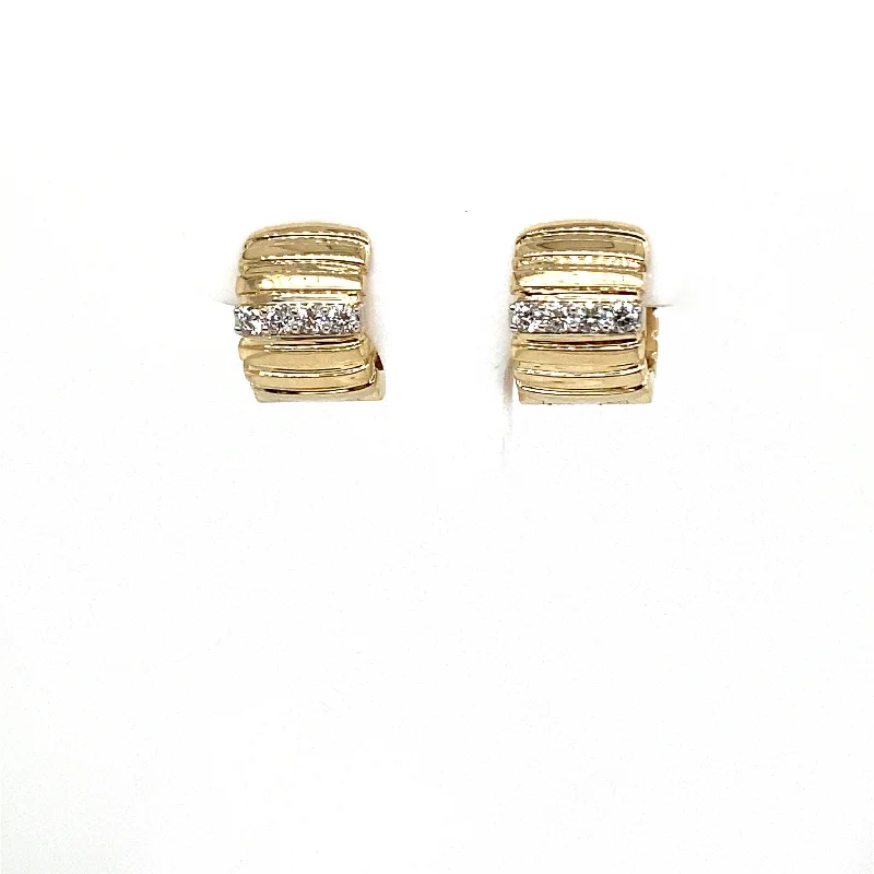 Dainty gem earrings-Fluted Diamond Huggy Earrings