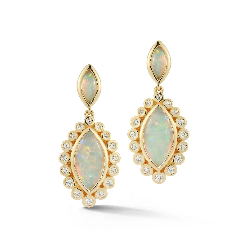 Surf motif earrings-Opal Drop Earrings