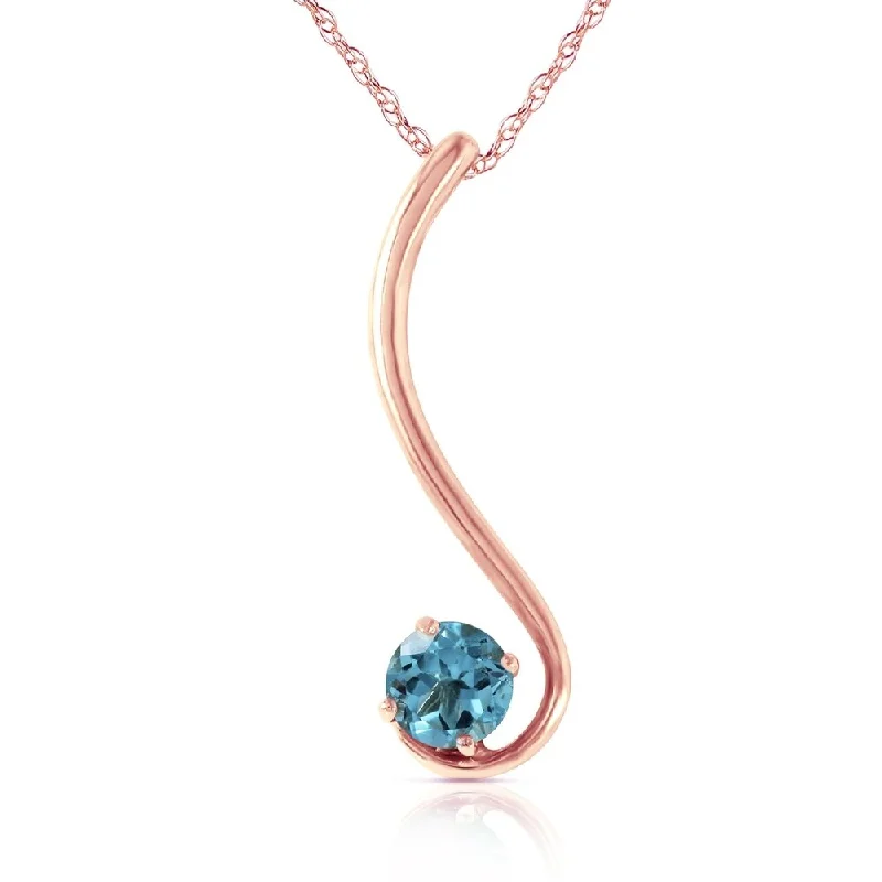 Raised bar necklaces-14K Rose Gold Blue Topaz Gemstone Necklace