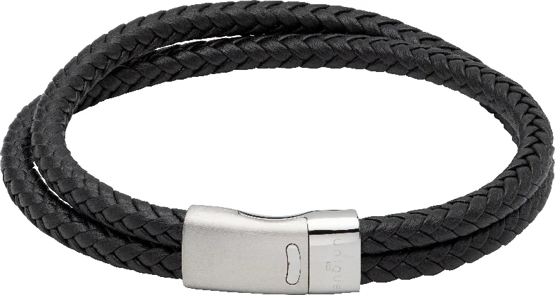 Unique & Co Magnetic Steel Clasp Double Row Leather Bracelet - Various Colours