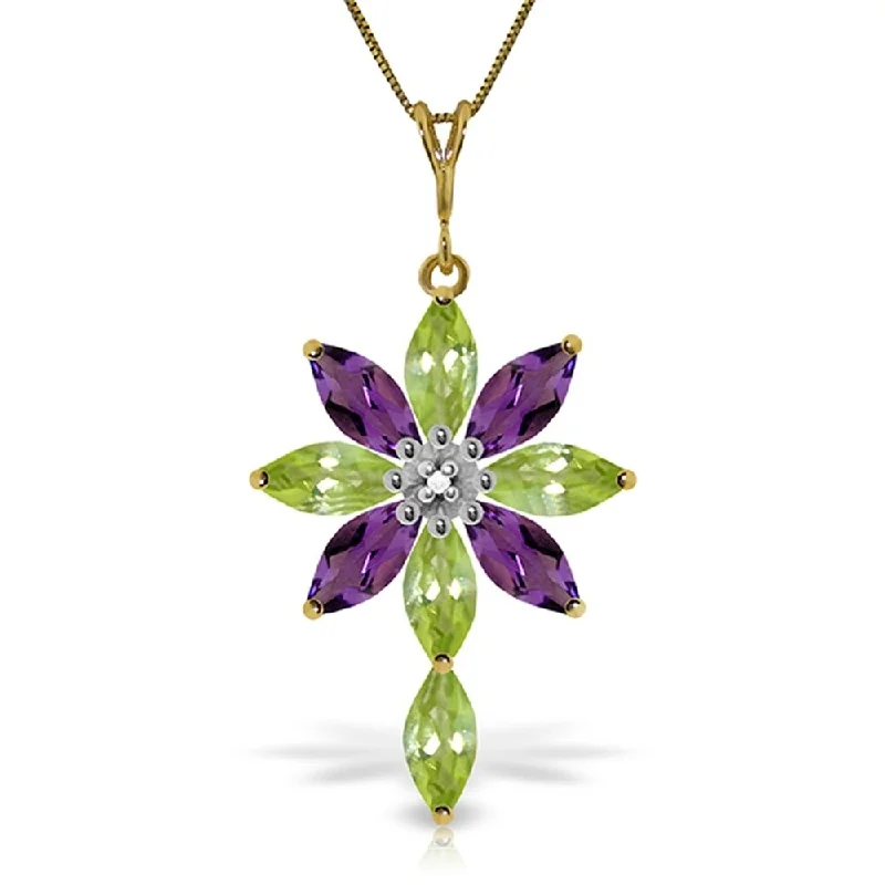 Half moon necklaces-2 Carat 14K Gold Necklace Diamond, Peridot Amethyst