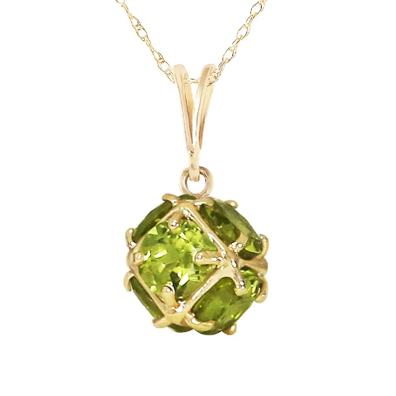 Secure clasp necklaces-3.30 Carat 14K Solid Gold Peridot Necklace Certified Imperial