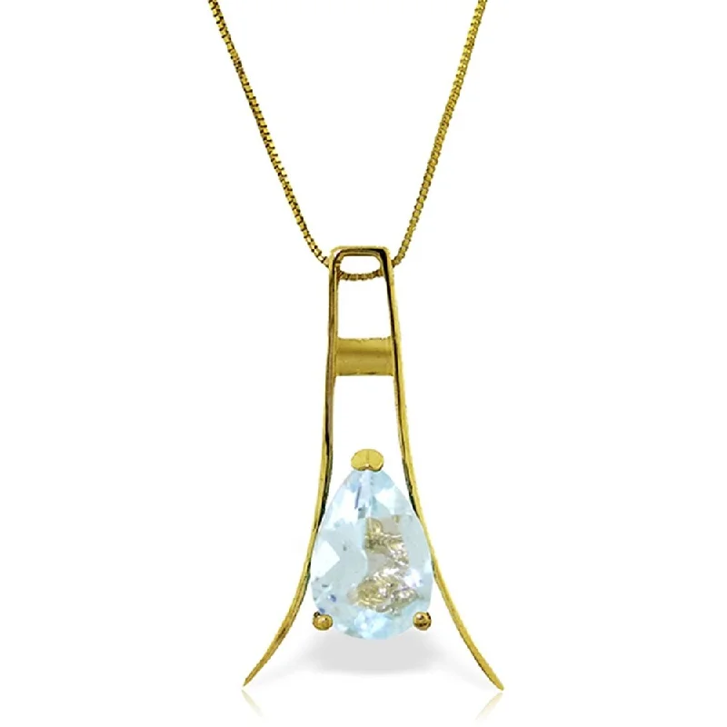 Leaf design necklaces-1.5 Carat 14K Gold Walking in Rain Aquamarine Necklace