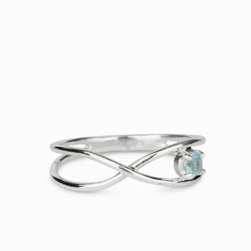 Tiny star rings-Aquamarine Birthstone Ring