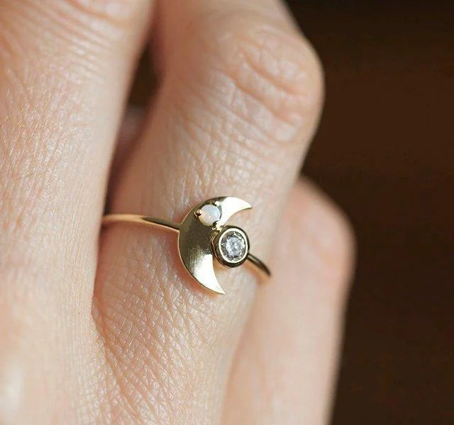 Tiny dot engagement rings-Ivory Diamond Ring