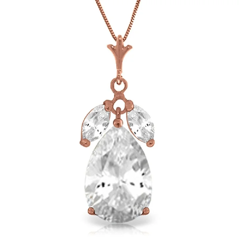 Topaz necklaces-14K Rose Gold Natural Rose Topaz Necklace Genuine