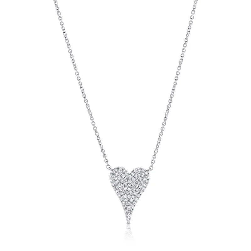 Surf wave necklaces-Joelle Diamond Pave Heart Pendant 1/10 Cttw. - Heart Necklace 14K White Gold